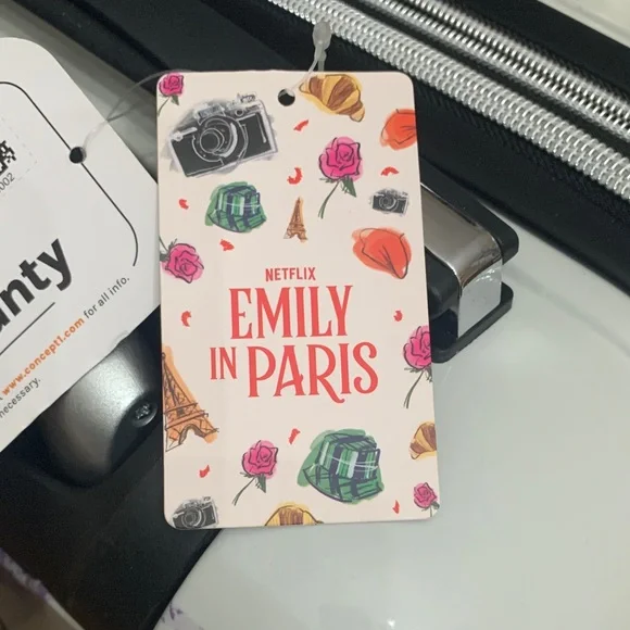 White Hard-Shell Emily in Paris Carry-On with Paris Sketch & Lavender Accents - Picture 16 of 16